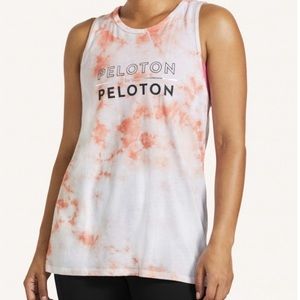 NWT Peloton Apparel Flow Double Twist Open Back Tank in Pink and White Size Med